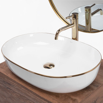 Rea umyvadlo na desku Cleo - white gold edge REA-U6211