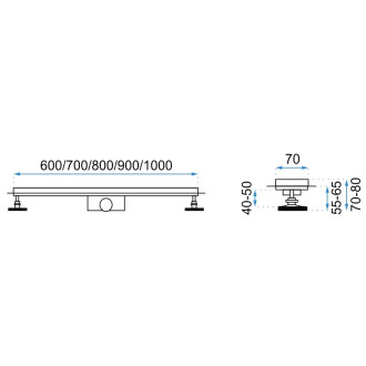 Rea Odtokový žlab + sifon + nohy + těsnící manžeta Neo&Pure 900 N PRO REA-G0903