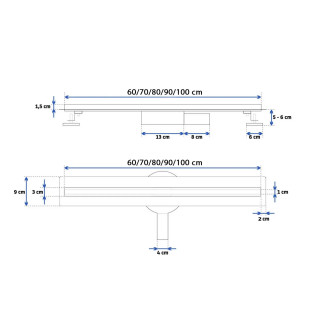 Rea Odtokový žlab + sifon + nohy + těsnící manžeta Neo Slim Pro-800 REA-G8402