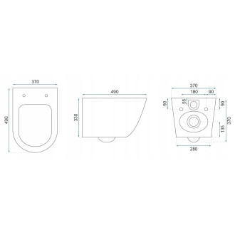 Rea Carlo Mini Rimless Duroplast Flat WC závěsná mísa černá/zlatá REA-C8800
