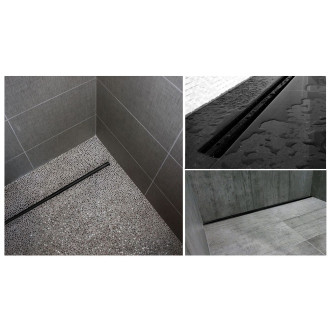 Rea Odtokový žlab + sifon + nohy + těsnící manžeta Neo Slim Pro-800 Black REA-G8902