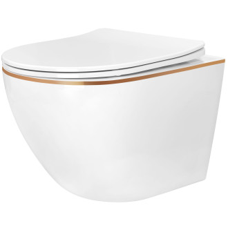 Sada: WC mísa CARLO Mini + bidet CARLO Mini bílý se zlatým okrajem