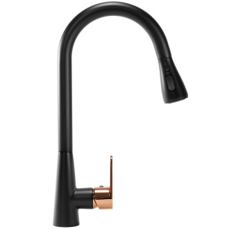 REA Mild dřezová baterie s vytahovací koncovkou, černá/rose gold REA-B4801