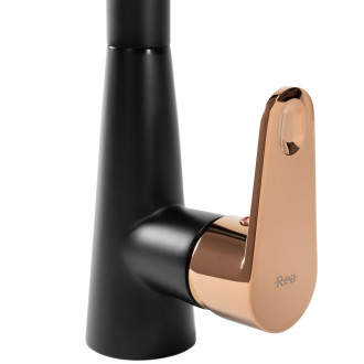 REA Mild dřezová baterie s vytahovací koncovkou, černá/rose gold REA-B4801