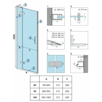 Rea Sprchové Dveře Rea Hugo 80 Black KPL-45206