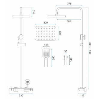 REA Sprchový set s termostatem - Rob Nickiel Brush Inox REA-P6624