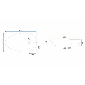 REA Umyvadlo na desku GRETA 65 Bianco Shiny REA-U6501