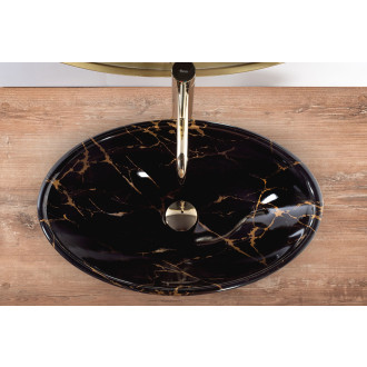 REA Umyvadlo na desku PAMELA Marble Shiny, černá REA-U5067