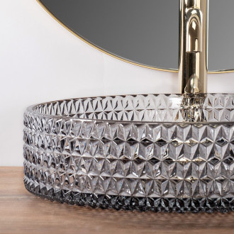 Umyvadlo na desku Rea Cristal Grey 39 nikiel brush ring