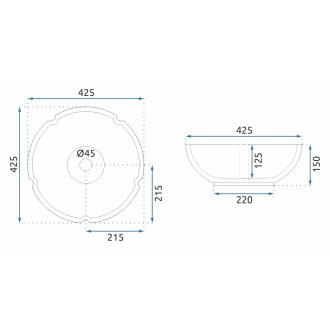 Rea Umyvadlo na desku REA Marina Blue REA-U3300