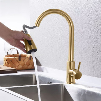 REA Cross kuchyňská baterie, broušená zlatá REA-B5311