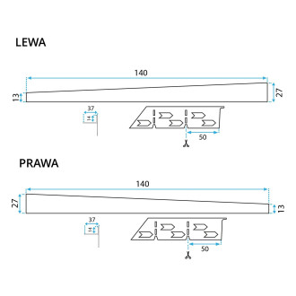 Rea Spádová lišta sprchové vaničky 140cm, černá REA-K3218