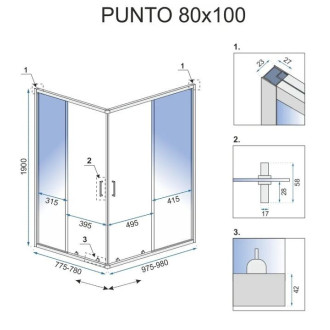 REA Punto sprchový kout 80x100, zlatá REA-K6442
