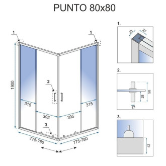 Sprchový kout REA PUNTO 80x80 Gold