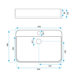 REA Verona umyvadlo na desku REA-U3325