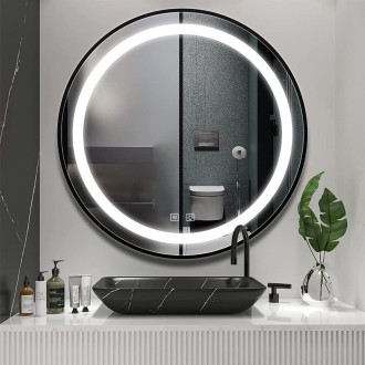 REA Zrcadlo LED 50cm černá HOM-05511