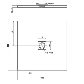 FLEXIA vanička z litého mramoru s možností úpravy rozměru, 90x90cm, antracit mat