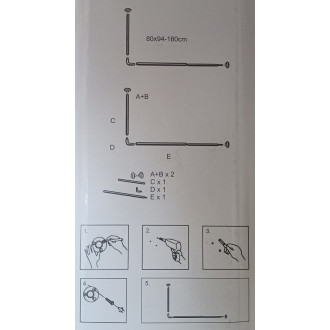 rohová teleskopická tyč 80x94-180 cm bílá KD02100816