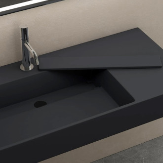 REA Archi umyvadlo na desku - konglomerát, 75cm, šedá matná  REA-U4303