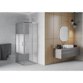 MEXEN RIO sprchový kout čtverec 70x70x190 cm 5mm chrom-pásy 860-070-070-01-20
