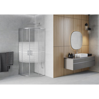 MEXEN RIO sprchový kout čtvrtkruh 70x70x190 cm 5mm chrom-pásy 863-070-070-01-20