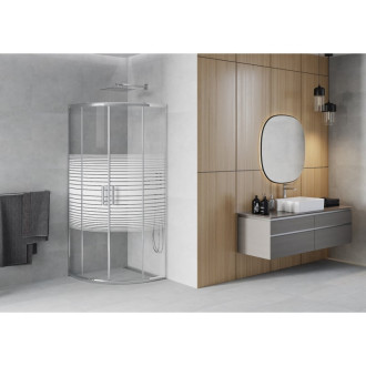 MEXEN RIO sprchový kout čtvrtkruh 80x80x190 cm 5mm chrom-pásy 863-080-080-01-20