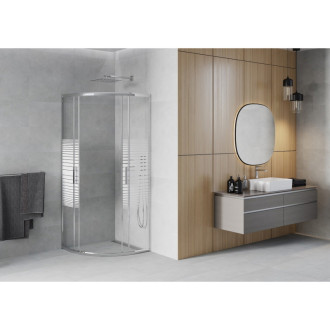 MEXEN RIO sprchový kout čtvrtkruh 80x80x190 cm 5mm chrom-pásy 863-080-080-01-20