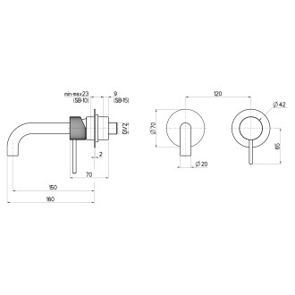 ULTRASAN podomítková dvouprvková umyvadlová baterie, hubice 16cm, chrom UT118V