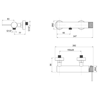 ULTRASAN nástěnná sprchová baterie, chrom UT011V