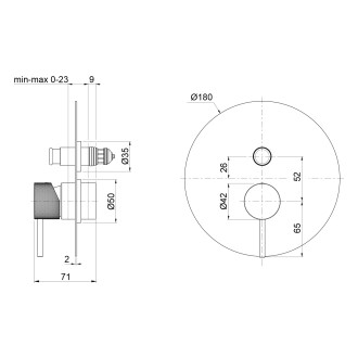 ULTRASAN podomítková sprchová baterie, 2 výstupy, chrom UT042V