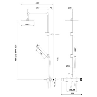 ULTRASAN sprchový sloup s pákovou baterií, chrom UT139V