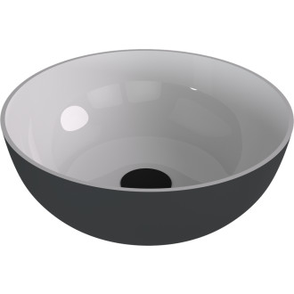 BANERA ROUND umyvadlo na desku, litý mramor, průměr 39cm, bílá/antracit mat