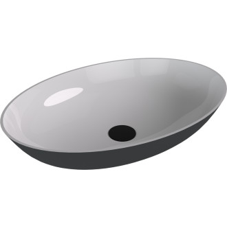 BANERA OVAL umyvadlo na desku, litý mramor, 60x40cm, bílá/antracit mat