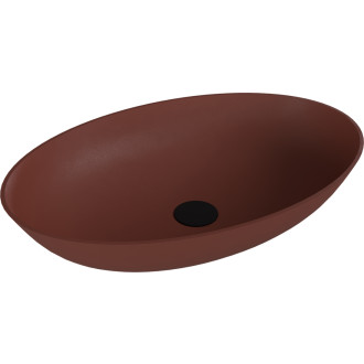BANERA OVAL umyvadlo na desku, litý mramor, 60x40cm, hnědá mat
