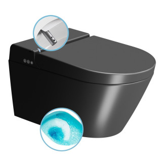 WCLEAN závěsné WC Swirlflush s integrovaným elektronickým bidetem, černá dual-mat