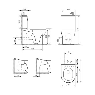 JALTA WC kombi s umývátkem Rimless, spodní/zadní odpad, bílá PB103H