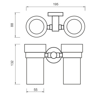 Nimco Unix UN 13058DW-26 Držák na kartáčky dvojitý, nádobky skleněné