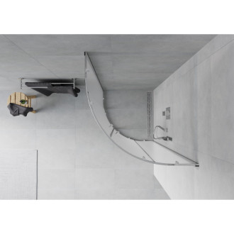 MEXEN RIO sprchový kout čtvrtkruh 90x90x190 cm 5mm chrom-satén 863-090-090-01-30