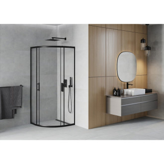 MEXEN RIO sprchový kout čtvrtkruh 90x90x190 cm 5mm černá-čiré 863-090-090-70-00