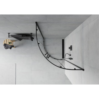MEXEN RIO sprchový kout čtvrtkruh 90x90x190 cm 5mm černá-čiré 863-090-090-70-00