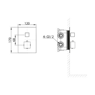 LATUS podomítková sprchová termostatická baterie, box, 2 výstupy, černá mat 1102-32B 57941