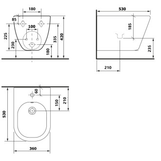 ARCO závěsný bidet, oválný OLKLT2141F