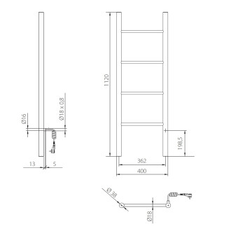 elektrický sušák PRIMAVERA, 400x1120 mm, C31 černá matná RADPRI401131