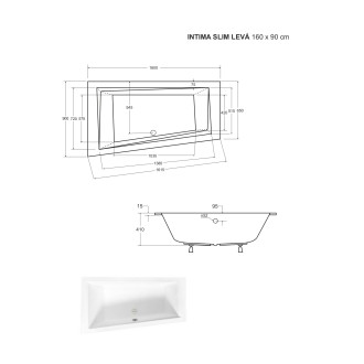 BESCO vana INTIMA SLIM 160 (1600x900 mm), levé provedení, bez nožiček VANINTI16SLIML