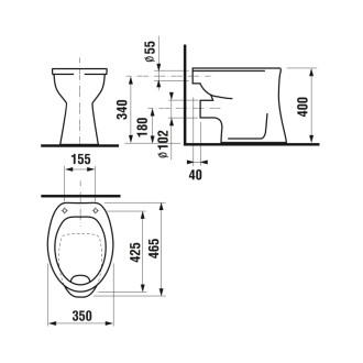 JIKA Dino klozet stojící 40 cm VO/ploché splach., bílý H8220000000001