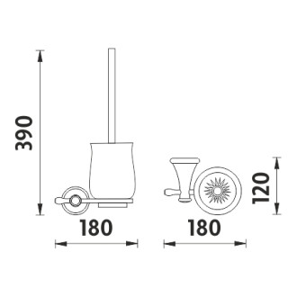 Nimco Lada staromosaz LA 19094K-65 Toaletní WC kartáč retro s keramickou nádobou