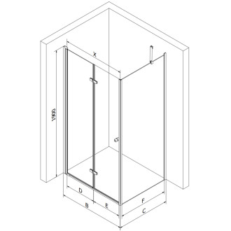 Mexen Lima skládací sprchový kout 90 x 90 cm, transparentní, zlatá - 856-090-090-50-00