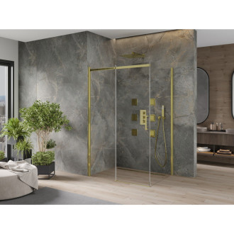 Mexen Omega výsuvná sprchová kabina 100 x 70 cm, průhledná, zlatá - 825-100-070-50-00