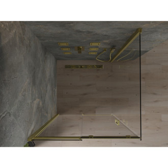 Mexen Omega výsuvná sprchová kabina 100 x 100 cm, průhledná, zlatá - 825-100-100-50-00