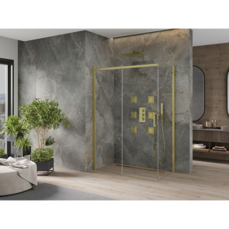 Mexen Omega výsuvná sprchová kabina 130 x 70 cm, průhledná, zlatá - 825-130-070-50-00